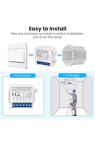 Avatto Tuya 4ch Zigbee Anahtar 4 Kanal Zigbee Röle 1 ADET