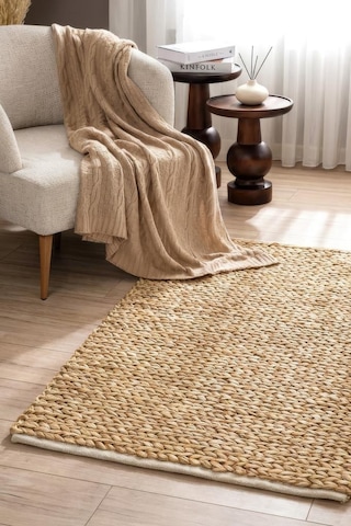 Digithome Jüt Hasır Dikdörtgen Oturma Odası Yatak Odası Natural Halı 120x80 Cm Kahverengi