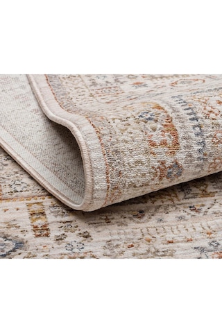 Sahra Collection Modern Vintage Desenli Eskitme Dokuma Yumuşak Salon Halısı Turuncu - Krem