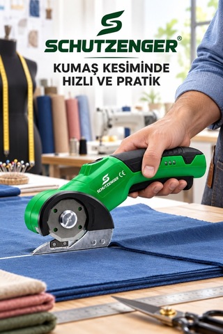 Type-c Şarjlı Kumaş Deri Kesme Makası Profesyonel Hızlı Kesim German Yeşil Sp13