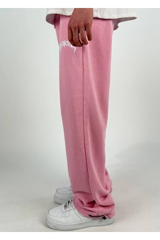 Zaee Syncl Yazlık Nakışlı Ayarlanabilir Baggy Eşofman Altı Pembe