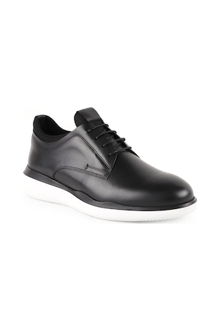 Libero L6050 Hakiki Deri Erkek Casual Ayakkabı - Esnek Boğazlı, Beyaz Eva Tabanlı Bağcıklı Şık Sneaker Siyah