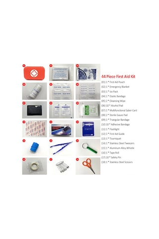 Yifomall Aile Ve Araç İçin 44 Parça Eva İlk Yardım Seti - Acil Battaniye, Bant, Isı Paketi Ve Daha Fazlası Kırmızı Kırmızı