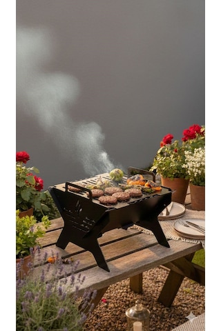 Fuji 5 Portatif Mangal & Ateş Çukuru 2 Mm Saç Lazer Kesim Demonteli Siyah