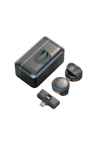 Kablosuz Yaka Mikrofonu, Led Ekranlı Manyetik Mini Yaka Mikrofonu,