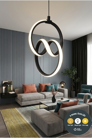 Lzy Avize Store Signature Siyah Sarkıt Avize Modern Salon, Mutfak, Çocuk Odası Ve Antre Aydınlatma SİYAH 1.MODEL