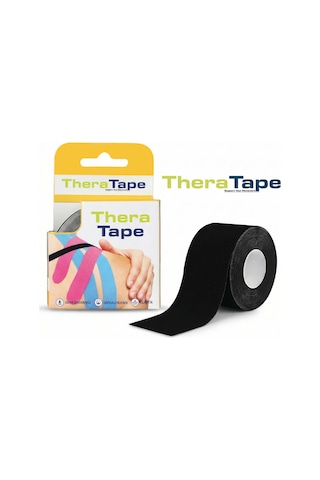 Thera Tape Kinesio Sporcu  Bandı Yüz & Vücut Uyumlu Kinezyo Bant Siyah 5 CM x 5 M