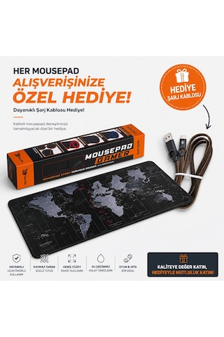 Dünya Desenli 80x30 Cm Mouse Pad Xl Gaming Mousepad