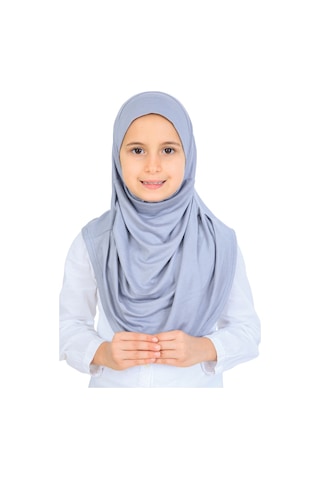 Modish Group Kız Çocuk Hazır Başörtüsü Pratik Penye Şal Tesettür Giyim Gri