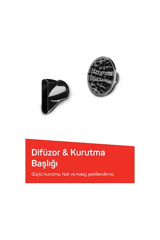 Arzum AR5011 İmaj Saç Kurutma Makinesi, 2 Hız 3 Isı Ayarlı, Difüzör Başlıklı, 2200W, Siyah
