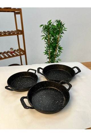 Favora Rachel 3 Lü Döküm Set Granit Yumurta Sahanı Siyah