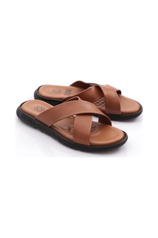 Dgn Hakiki Deri Comfort Rahat Taban Erkek Terlik 826 826-2690-R1755 Taba