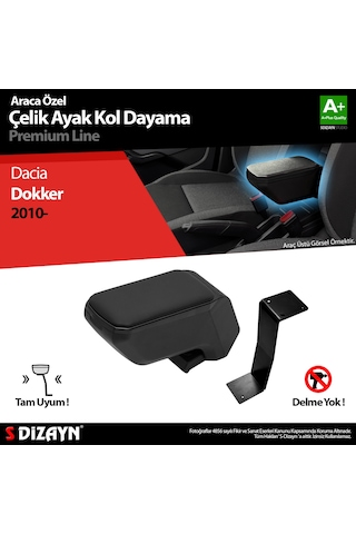 S-Dizayn Dacia Dokker Kol Dayama Kolçak Çelik Ayaklı ABS Siyah 20
