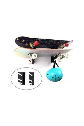 Yx018 1 Çift Dört Tekerlekli Kaykay Duvara Montaj Braketi Siyah