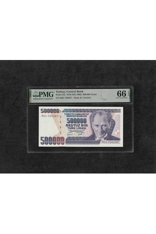 Türk Lirası Pmg 66 Epg Gem Unc Çil 500.000 Lira Pick 212 1970 Nd 1998 S/n M01 7. Emisyon 4. Terti
