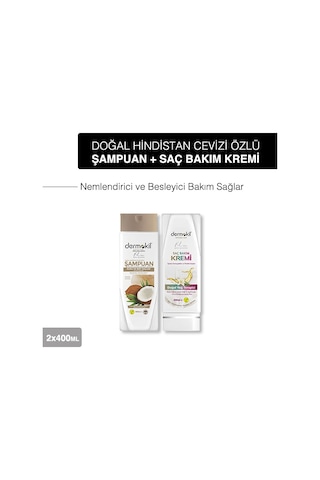 Dermokil Hindistan Cevizi Özlü Şampuan 400 ml + Saç Kremi 400Ml 2