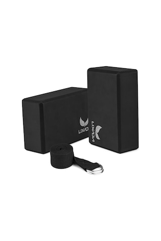 Konesam Eva Yoğunluklu 2 Adet Yoğa Blok + Ayarlanabilir 72 İnç Askı Seti - Denge Ve Egzersiz Derginliği İçin Siyah