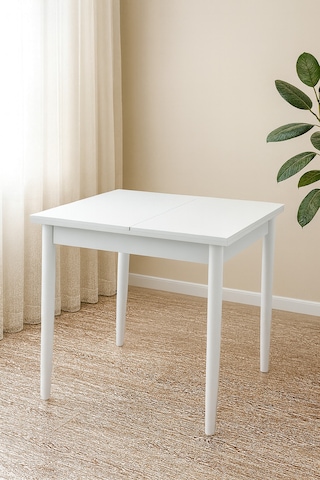 Yanlardan Açılır Büyüyen Yemek Masası Beyaz 65 x 100 CM Sadece Masa