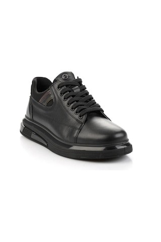 Siyah Hakiki Deri Erkek Sneaker E01398142843 Siyah