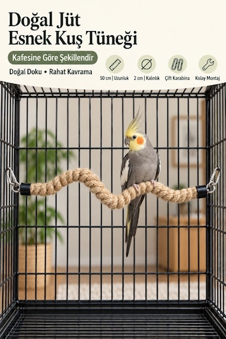 Mivra Pets Esnek Kuş Tüneği 50 Cm 2 Cm Doğal Jüt Mivra Pets Esnek Kuş Tüneği 50 Cm 2 Cm Doğal Jüt