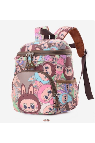 Sevimli Karikatür Büyük Kapasiteli Sırt Çantası - Kahverengi Kahverengi