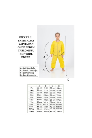 Cantoy Kız Erkek Çocuk Kalın Elyaf Dolgulu Premium Kalite 2.5 Tog Desenli Uyku Tulumu Açık Sarı