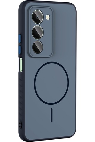Redmi 15 Kılıf M-safe Şarj Özellikli Zore Tea Kapak - Lacivert Lacivert