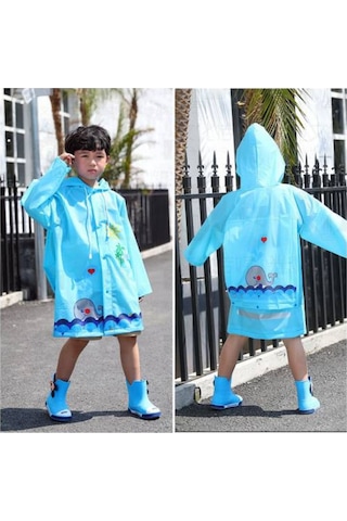 Hayvan Figürlü Kapüşonlu Unisex Çocuk Yağmurluk