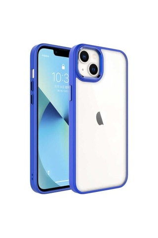Apple Uyumlu iPhone 14 Plus Kılıf Zore Krom Kapak Lacivert