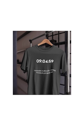 Tarzsokak Unısex Kadın Erkek Mustafa Kemal Atatürk Zaman Sonsuzluk 09.04.59 % 100 Pamuk Tasarım T-shirt Çok Renkli