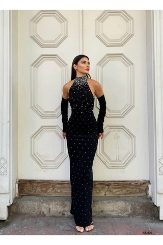 Angbutik Kadın İnce İşçilik Krep Balıkçı Yaka Uzun Kol Elbise Bordo