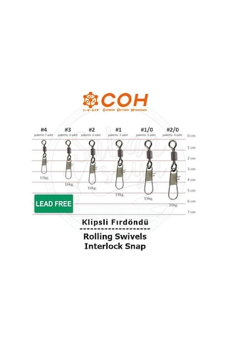 Coh Klipsli Fırdöndü 1/0 19Kg (Interlock Snap)