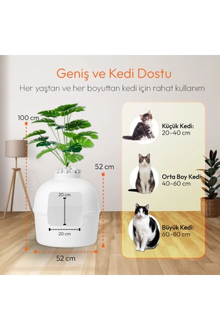 Missidea Dekorapet Dekoratif Kedi Tuvaleti Beyaz