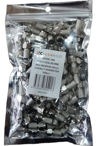 Contalı F Konnektör Rg6 Premium 22mm 100adet