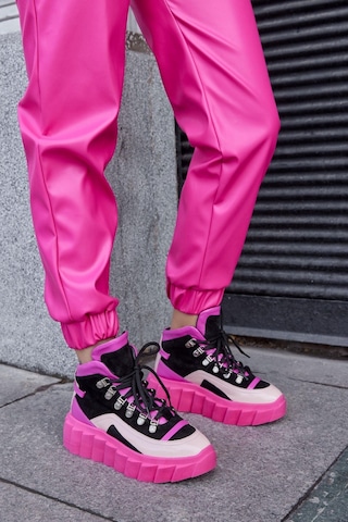 Candy Pembe Hakiki Deri Kadın Sneaker Bot-Pembe