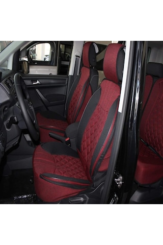 Lüx Oto Koltuk Minderi Full Set Takım -Kırmızı/Siyah Renk Takmat