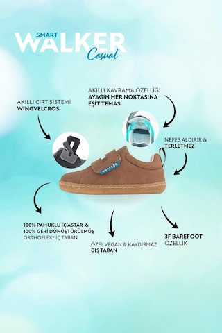Smart Walker Casual Kahverengi Meşe Barefoot Çocuk Ayakkabı Kahverengi