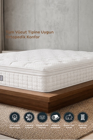 Mobyat Ultra Full Ortopedik Pedli Tavşan Tüyü Kumaş Bel Ve Sırt Destekli Prime Pelüş Yatak Antrasit Tek Kişilik