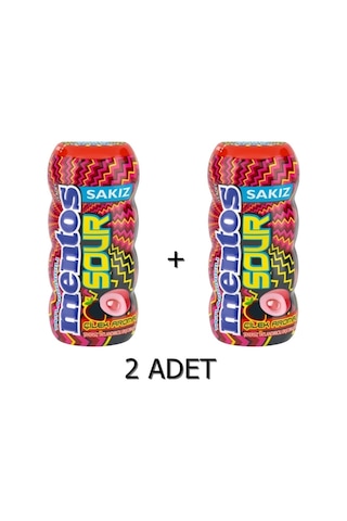 Mentos Sour Çilek Aromalı Şekersiz-tatlandırıcılı Ekşi Draje Sakız 2 x 30 G