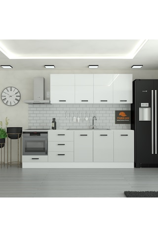 255 Cm Mutfak Dolabı Mdf Kapak Tezgah Dahil Yrkn255 100 Gümüş