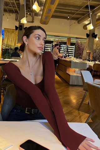 Madmext Bordo Kayık Yaka Kadın Body Mg1840-bordo Bordo