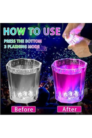 Led Işıklı Eğlence Bardakları - 3 Modlu Renk Değiştiren Bardak 12 Adet +0