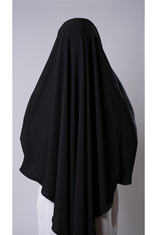 Hürrem Bone Siyah Pratik Hazır Geçmeli Tesettür Eşarp Medine İpeği Bağcıklı Sufle Hijab 2301 01
