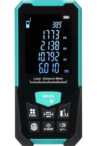 Reedark D3-50 Lazer Mesafe Ölçer, 50m Aralık, Alan/hacim/iki Nokta Ölçüm, 50 Veri Depolama, Pil İle Teslim, Ip54 Su Geçirmez