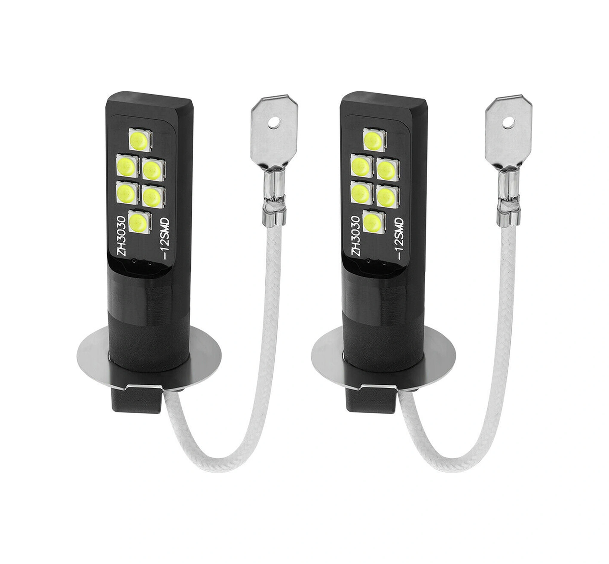 Dofolink H3 Tipi 12 Led 6000-6500k Beyaz Işık Araba Fari Ampülü, 12v Dc, 50.000+ Saat Ömür, 2 Adet Paket