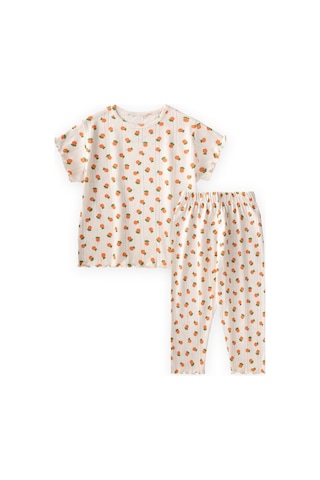 Cigit Desenli Pijama Takımı 1-8 Yaş Portakal Desen Turuncu