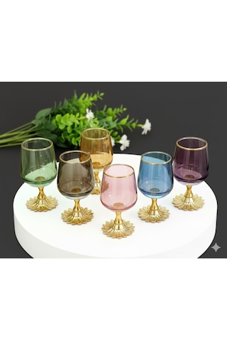 Çnr Home Collection Lina Metal Ayaklı Kahve Yanı Su & Meşrubat Bardağı Çok Renkli