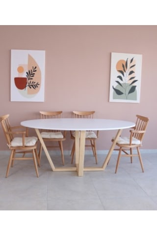 BEYAZ Oval Yemek Masası, Modern MDF  Yemek Masası, Toplantı Masas