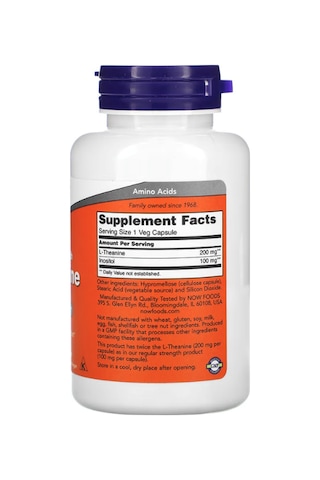 Now Foods, Double Strength L-theanine, Inositol 200 Mg, 120 V...