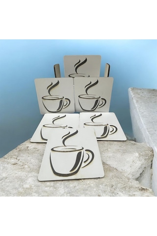 6 Lı Mdf Bardak Altlığı Dekoratif Ecceca1019 Karışık